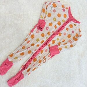 Baby Girl Poppy Kids Co Pumpkins Fall Autumn Thanksgiving Footsie Pajamas